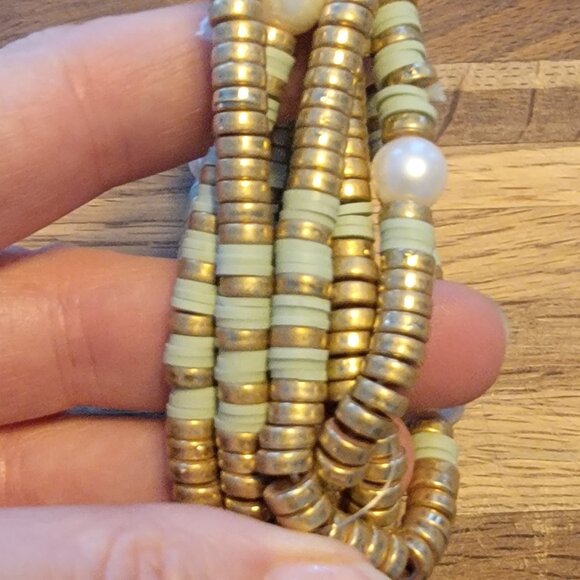 Meghan Browne Style Lynn Mint 5 Strand Mixed Texture Boho Bracelets - Picture 3 of 14